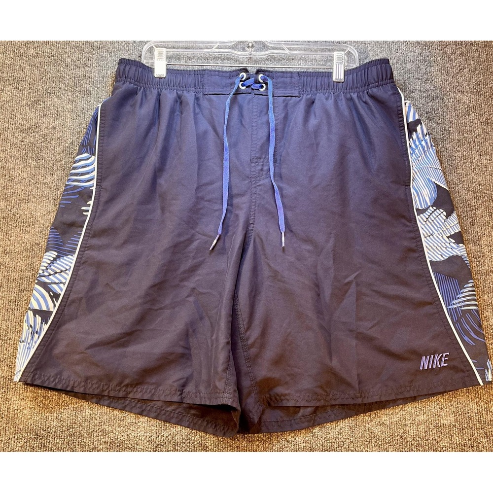 Nike Swim Trunks Shorts Mens 2XL Tropical Palm Leaf Lined Pockets Drawstring